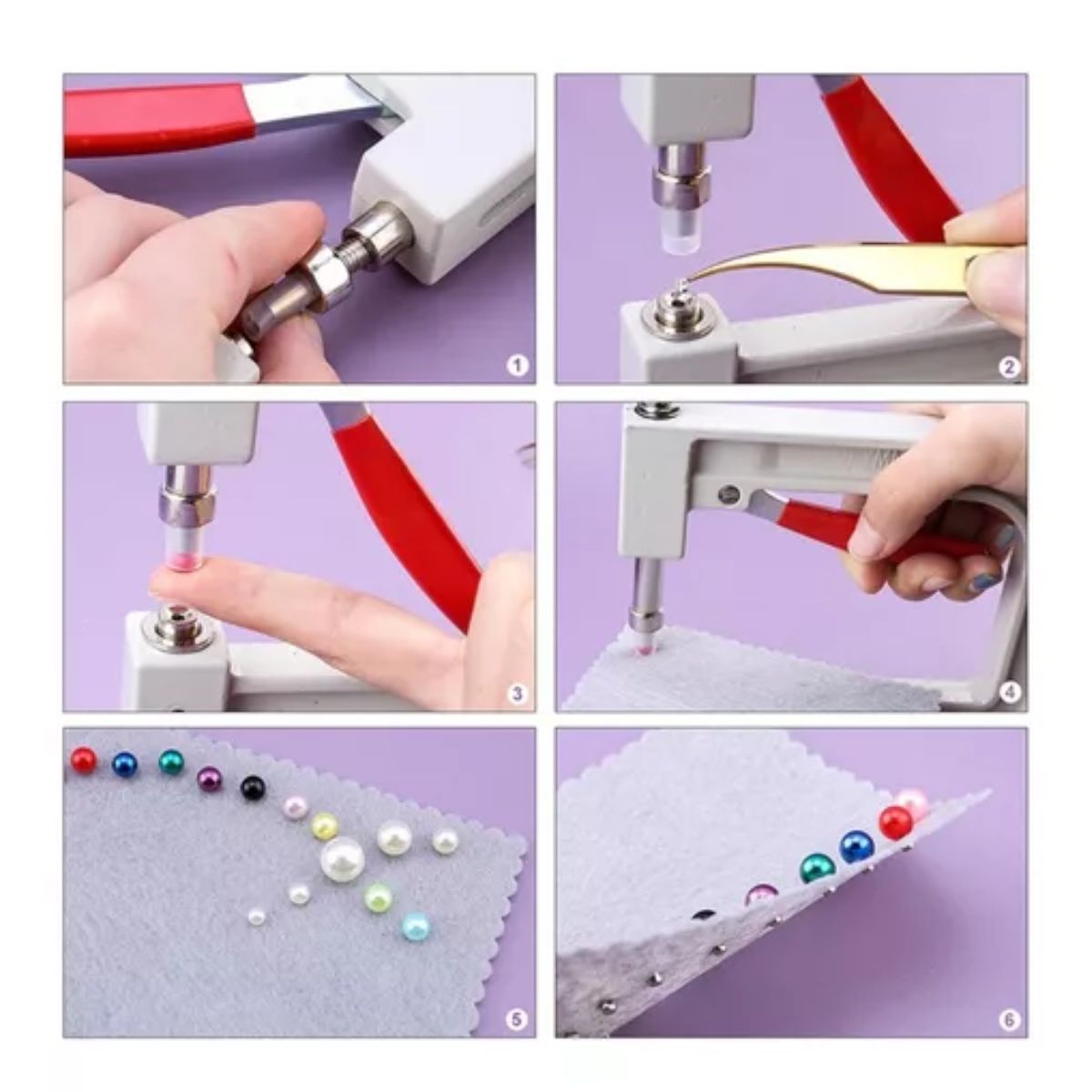 GENERICO - Aplicador De Perlas Remachadora y 1500 Perlas Color Surtido