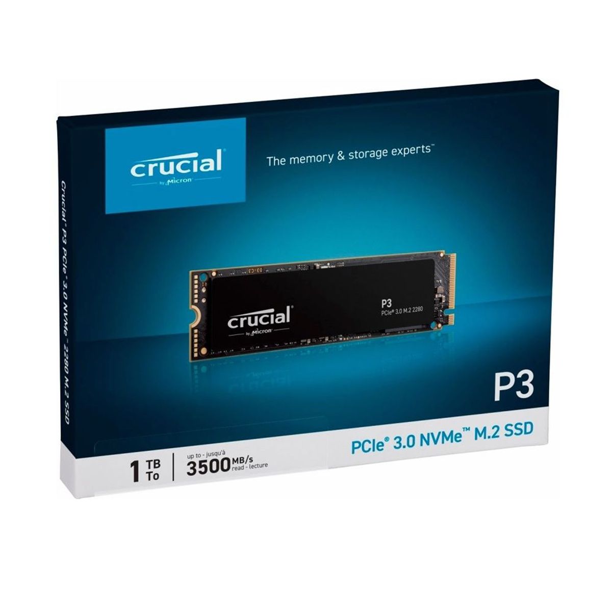 CRUCIAL - Disco Solido SSD Crucial P3 1TB PCIe 3.0x4 M2 2280 CT1000P3SSD8