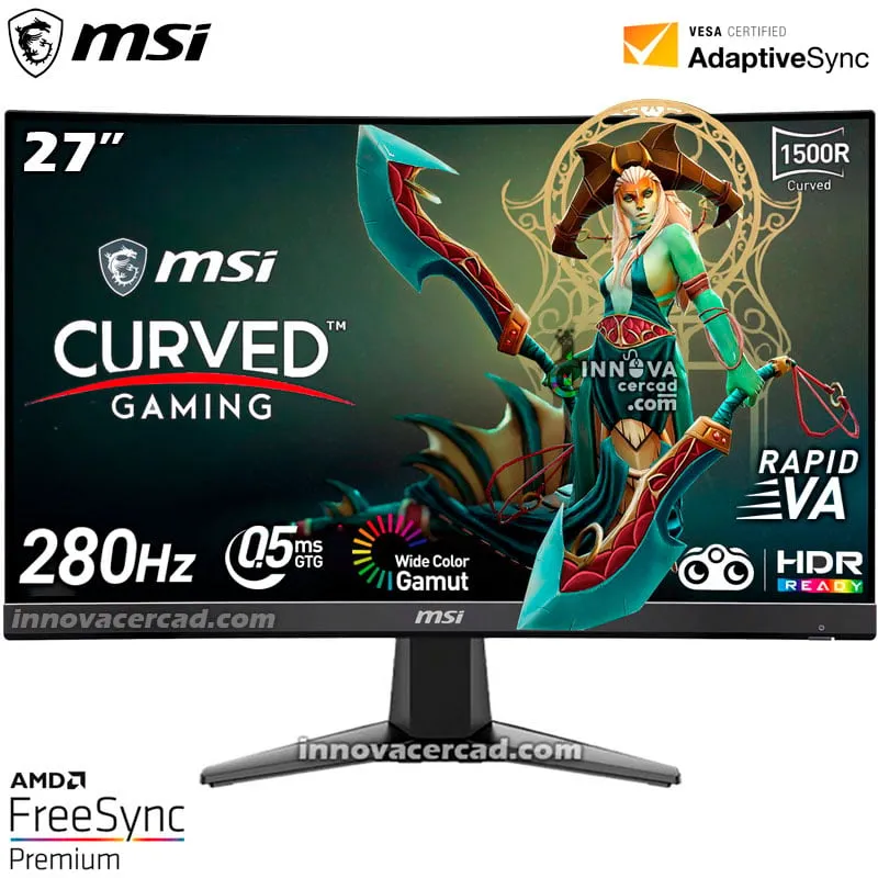 MSI - Monitor Gaming MSI G27C4X 27 FHD Curvo 1500R 280HZ 0.5MS HDR..