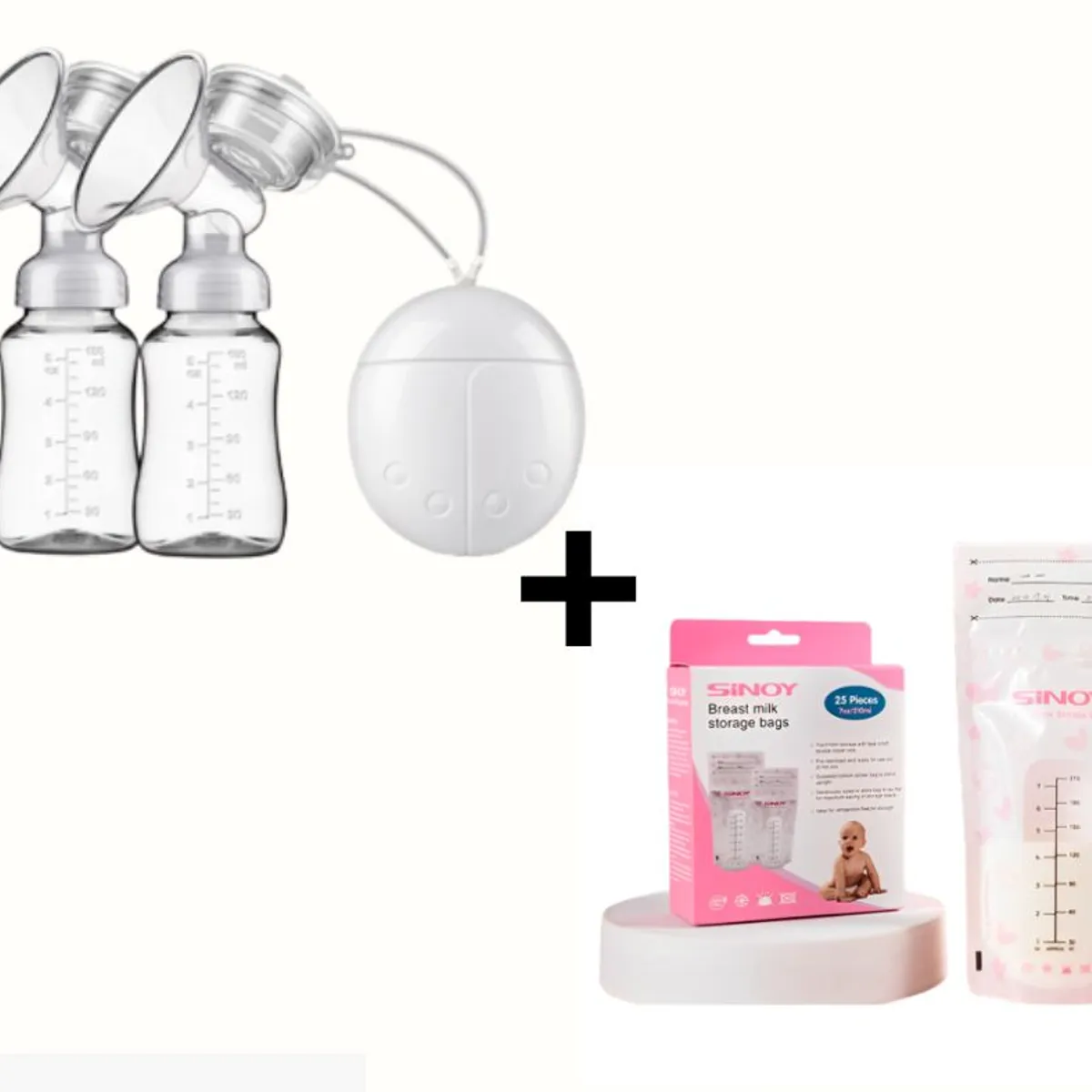 GENERICO - Extractor de Leche Eléctrico Doble  Bolsas Almacenadoras