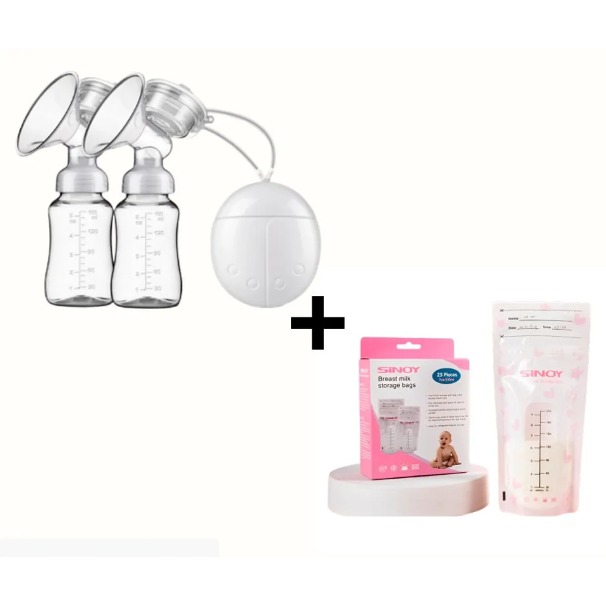 GENERICO - Extractor de Leche Eléctrico Doble  Bolsas Almacenadoras