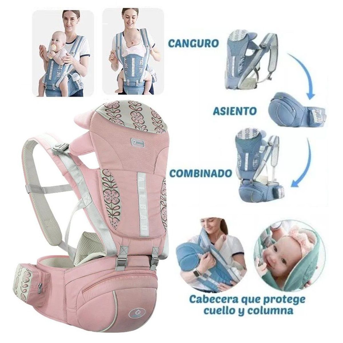 GENERICO - Canguro Ergonomico  Unica Mia Rosado