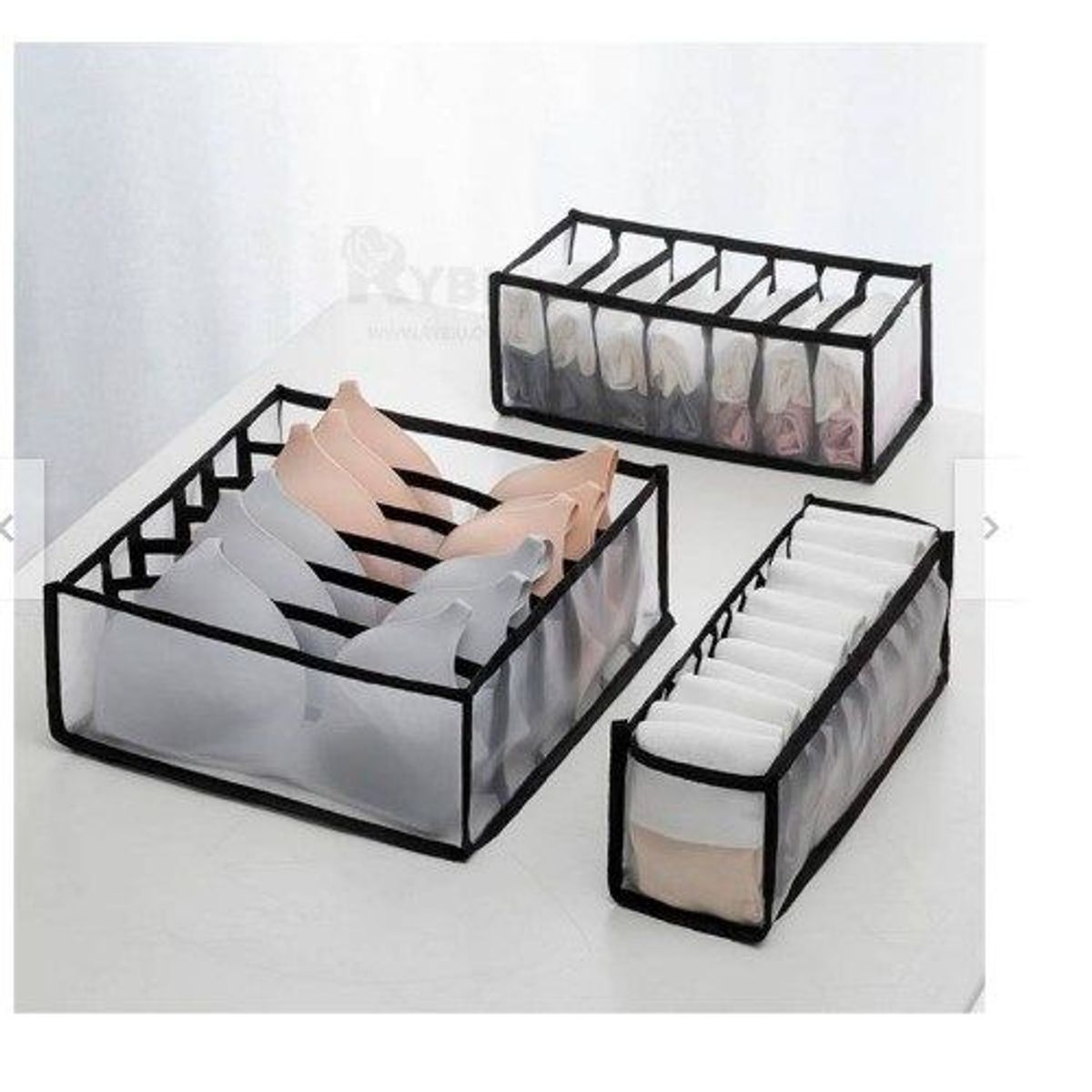 GENERICO - Set de Organizadores de Ropa Interior Negro