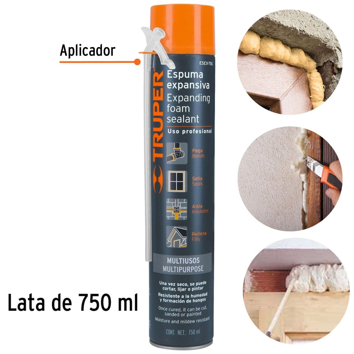 TRUPER - Espuma expansiva PARA RELLENO TRUPER BOOM 750 ml, Truper