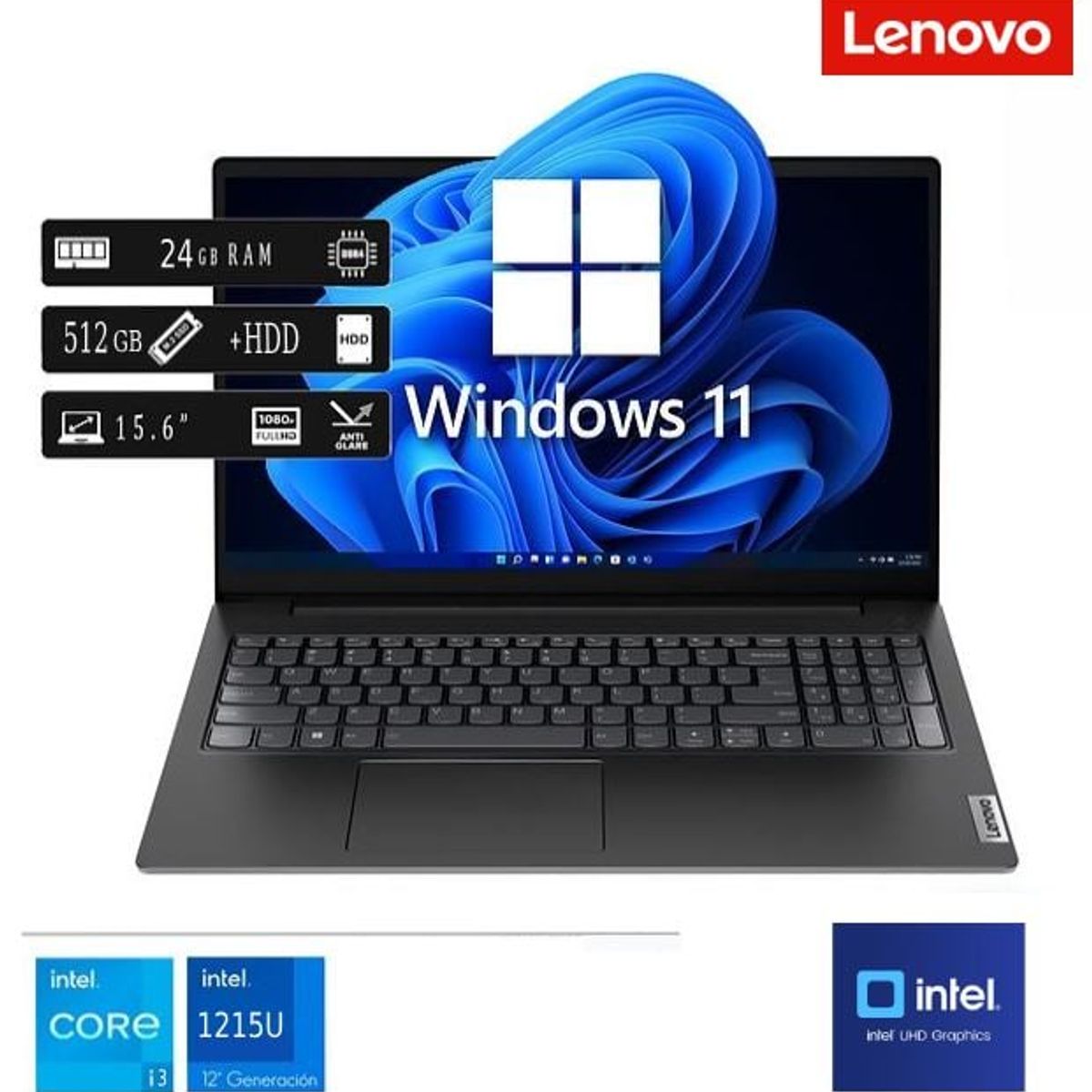 LENOVO - Laptop Nueva Lenovo V15 G3 IRU Core i3-1315U 24GB RAM 512GB SSD + 1TB HDD EXTERNO