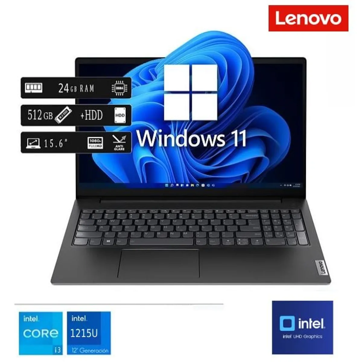 LENOVO - Laptop Nueva Lenovo V15 G3 IRU Core i3-1315U 24GB RAM 512GB SSD + 1TB HDD EXTERNO
