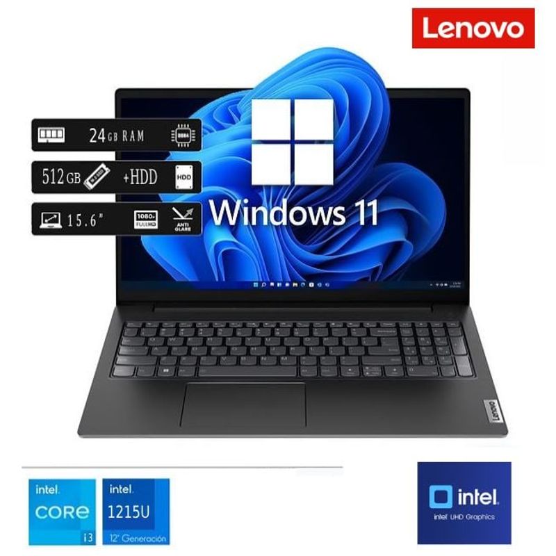 LENOVO - Laptop Nueva Lenovo V15 G3 IAP Core i3-1215U  24 GB RAM 512 GB SSD+HDD