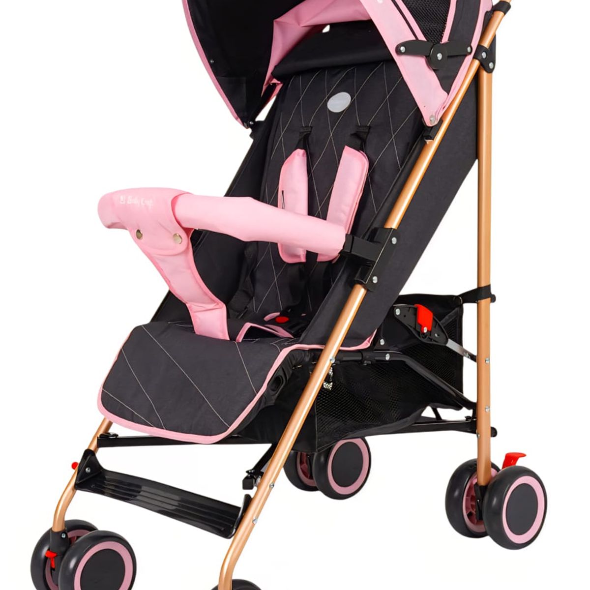 BABY HAPPY - Coche de Paseo Baston Bebe Reforzado New Dorado Pinky
