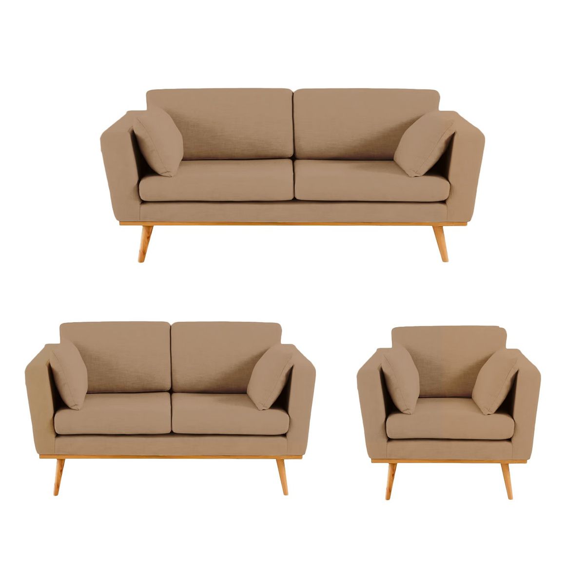 GENERICO - Juego de Sala Sprinfield 3-2-1 Color Beige Oscuro