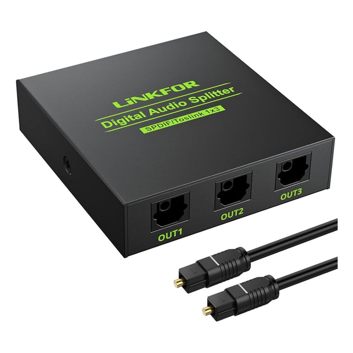 GENERICO - Adaptador Splitter Spdif Digital Toslink 3-Out Tv DVD Original + Power DC