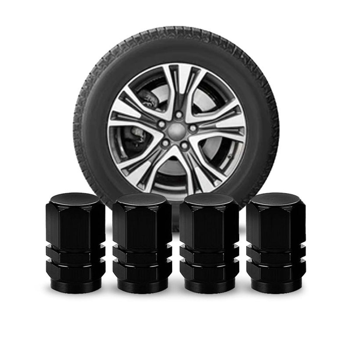 OREGON - Juego Tapa Metalizada Negro x 4 Un para Pitón de Llanta