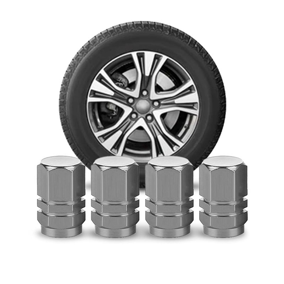 OREGON - Juego Tapa Metalizada Plateado x 4 Un para Pitón de Llanta