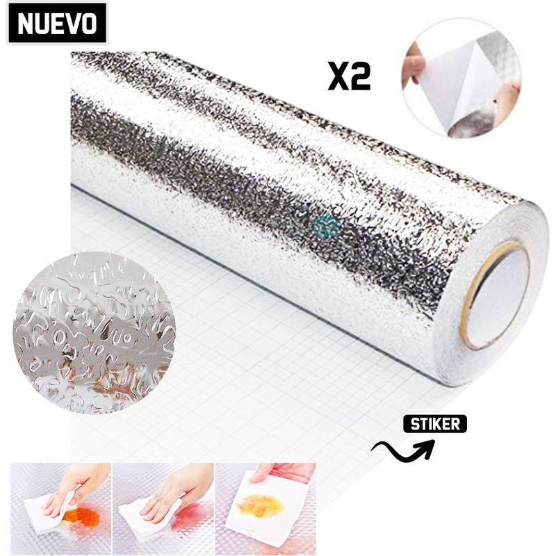 GENERICO - Papel aluminio papel tapiz cocina pegatina autoadhesiva x1