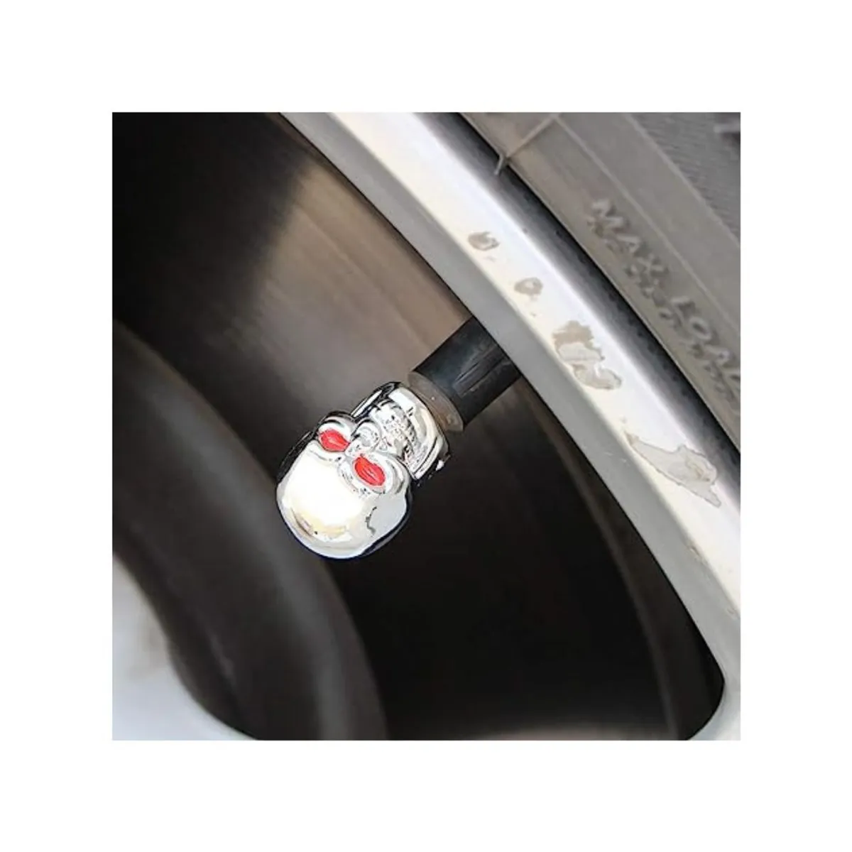 OREGON - Juego Tapa Metalizada Craneo Plateado x 4 Un Pitón de Llanta