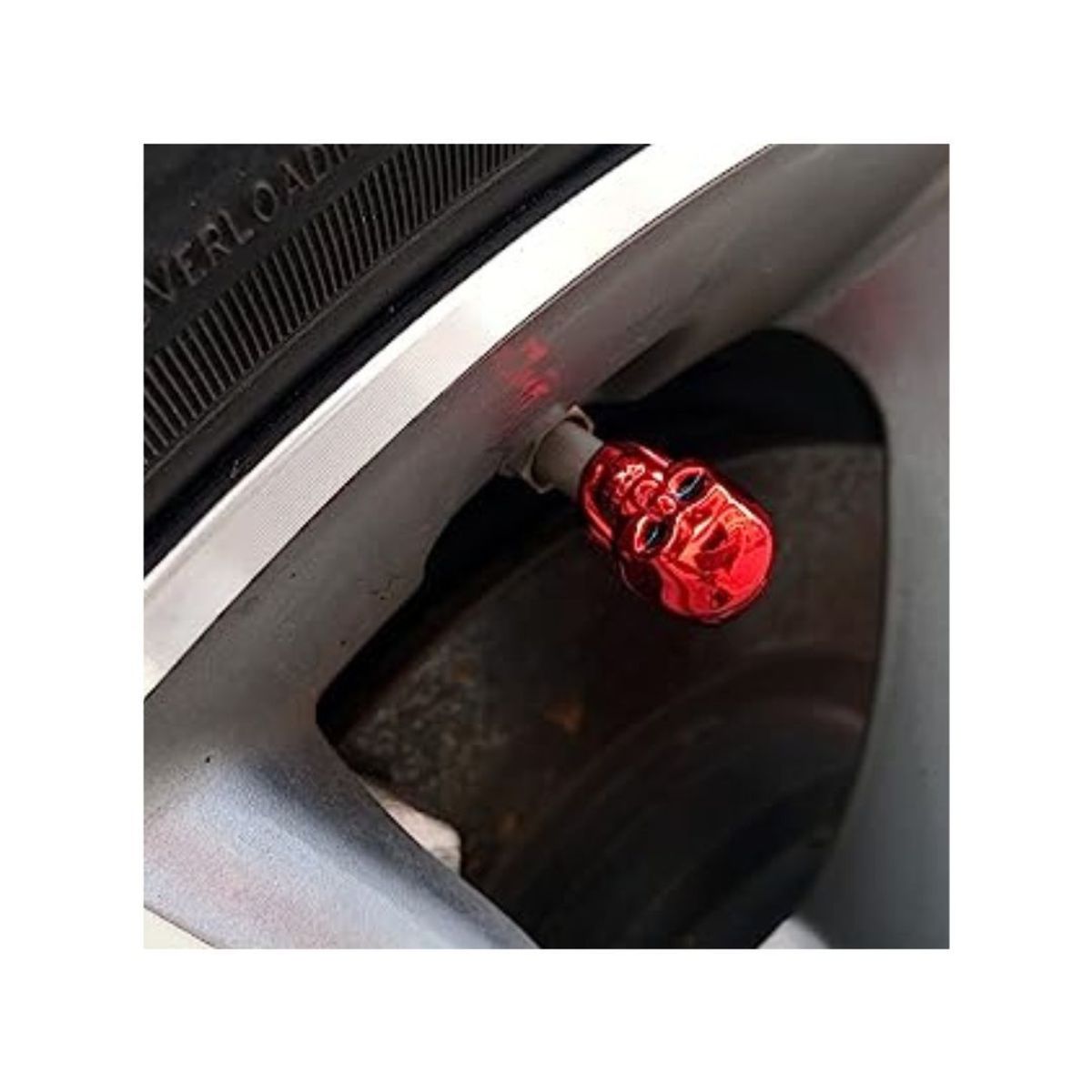 OREGON - Juego Tapa Metalizada Craneo Rojo x 4 Un Pitón de Llanta