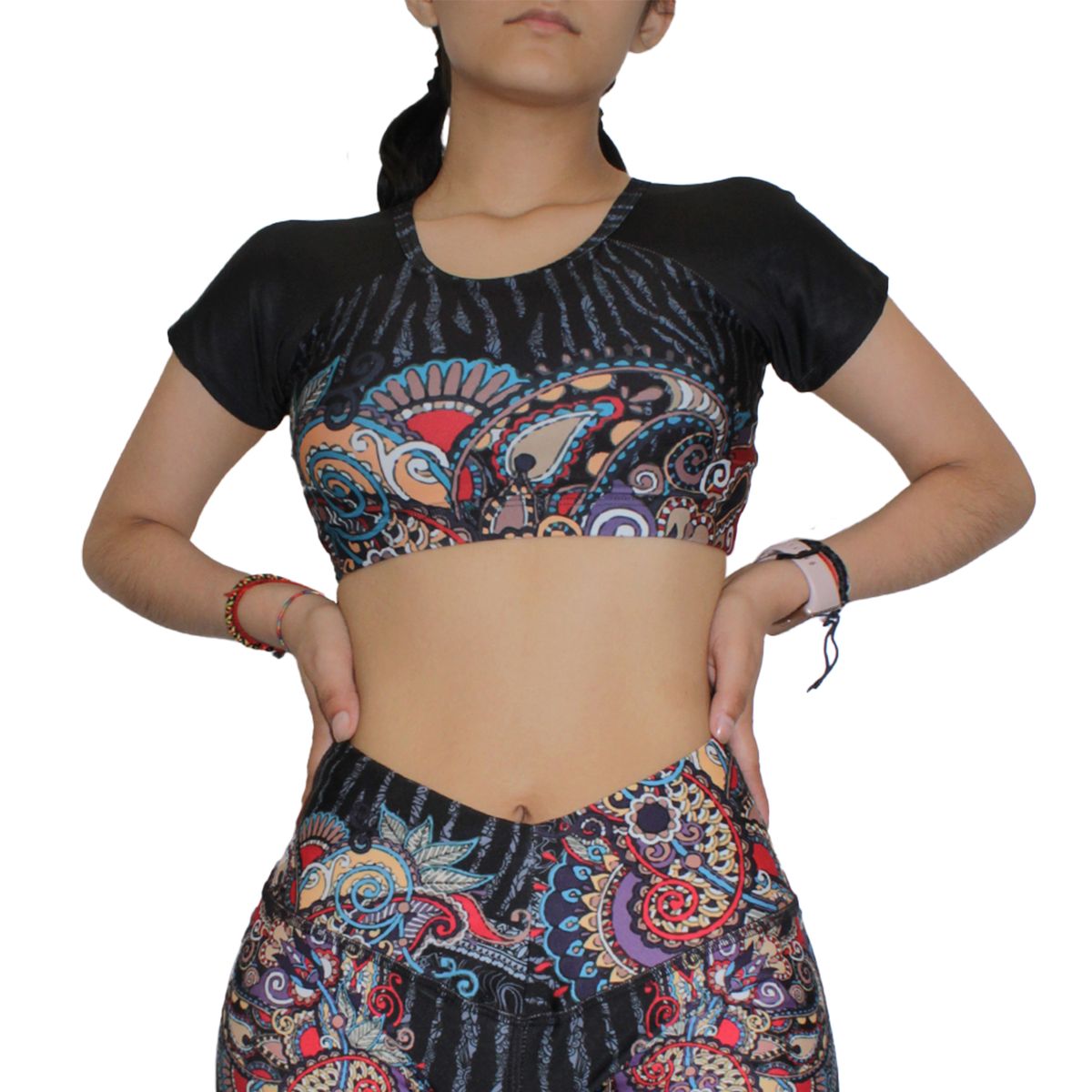 GENERICO - Crop Top Deportivo Manga Corta