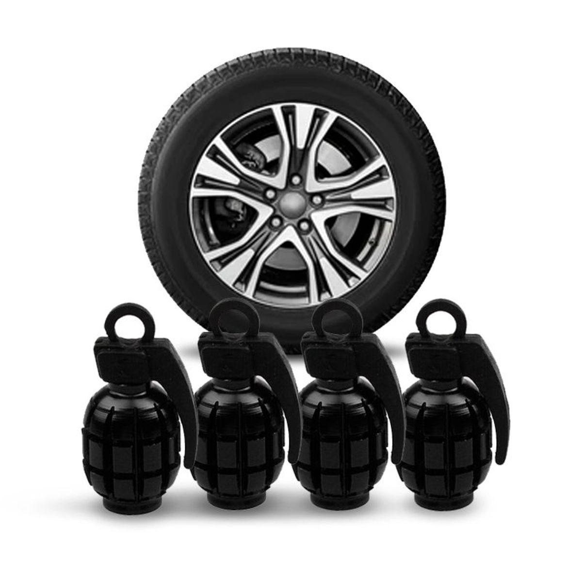 OREGON - Juego Tapa Metalizada Granada Negro x 4 Pitón de Llanta