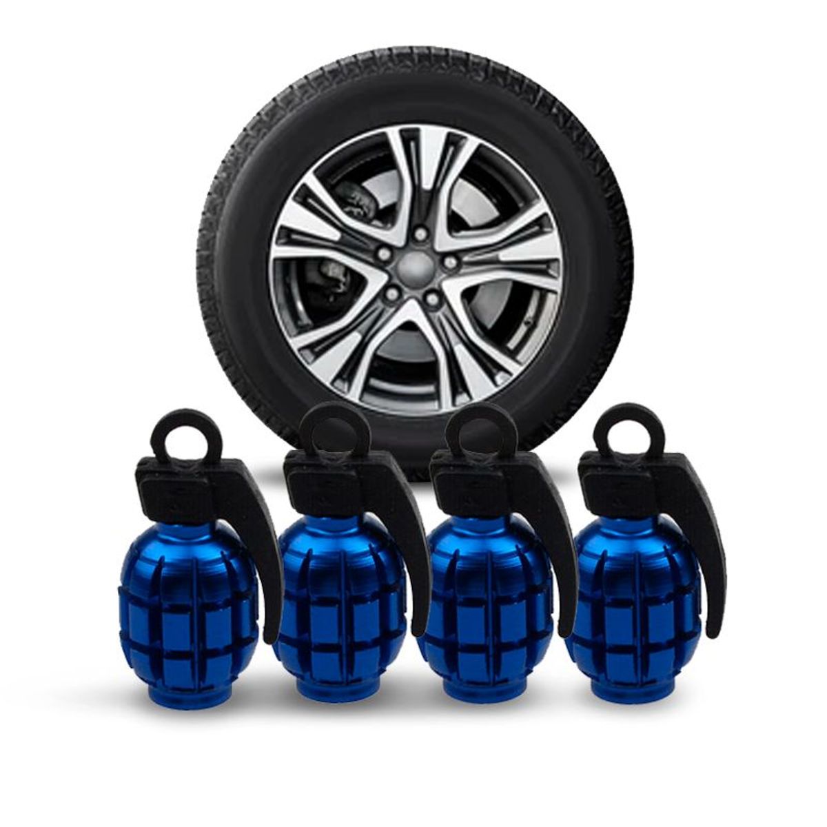 OREGON - Juego Tapa Metalizada Granada Azul x 4 Pitón de Llanta