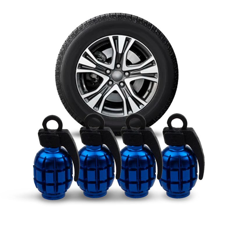 OREGON - Juego Tapa Metalizada Granada Azul x 4 Pitón de Llanta