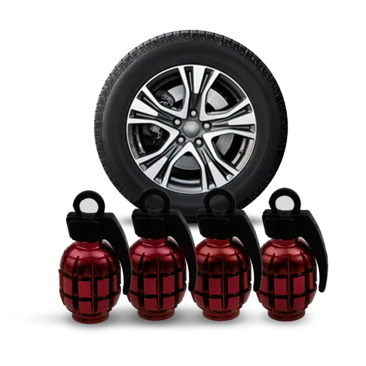 OREGON - Juego Tapa Metalizada Granada Rojo x 4 Pitón de Llanta