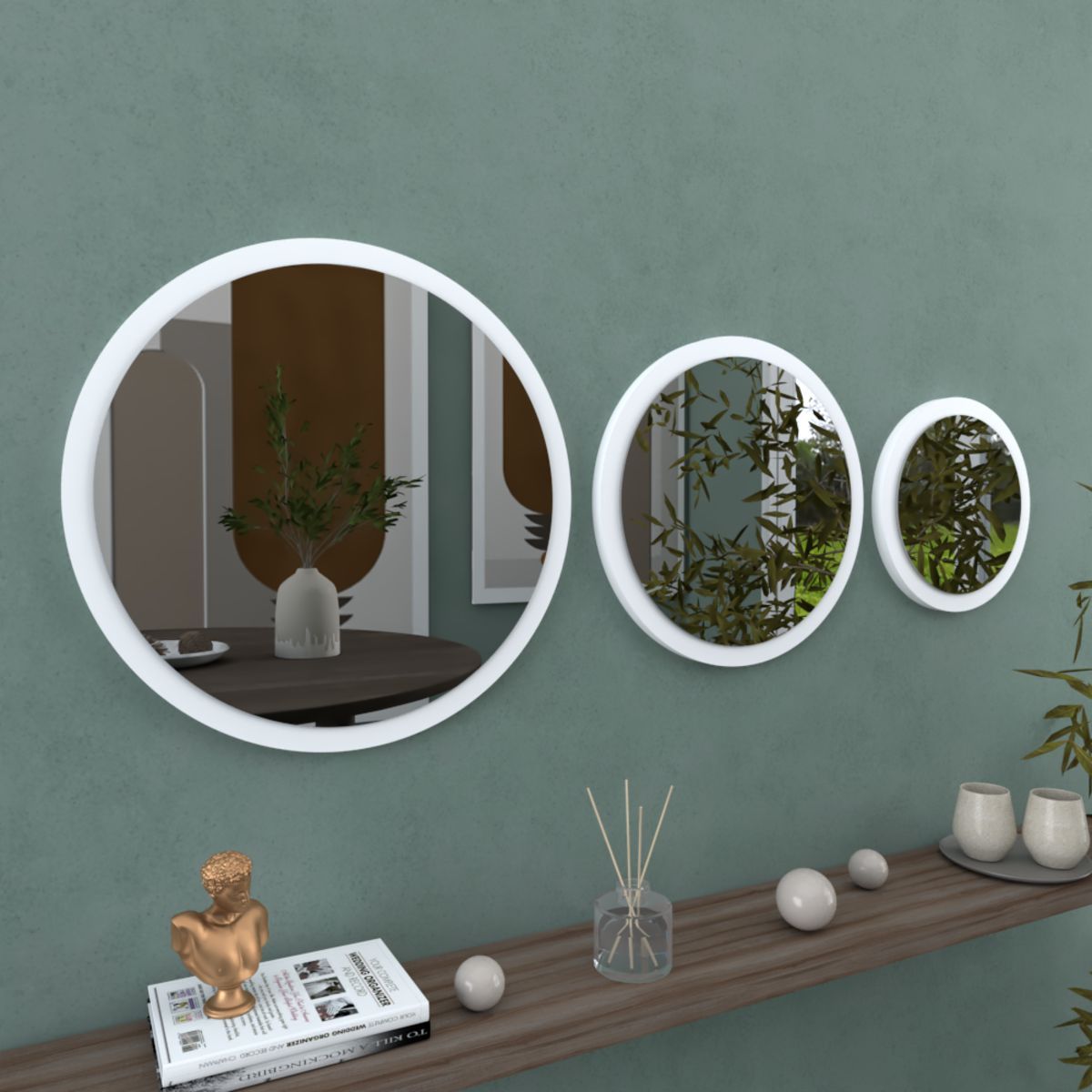 MOVENDA - Kit 03 Espejos Circulares 50cm 40cm 30cm Ariel Movenda