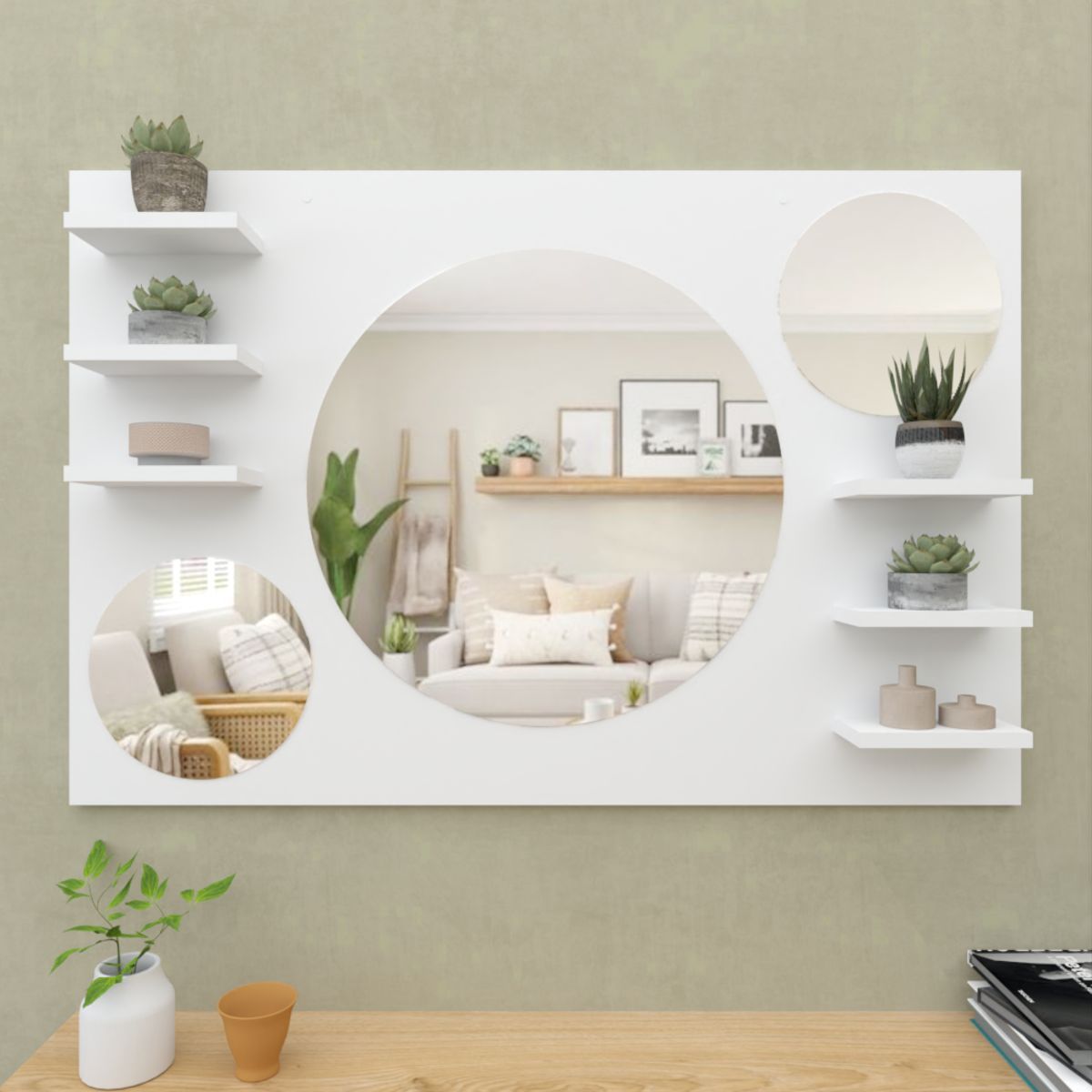 MOVENDA - Espejo Decorativo 120x80cm con Repisas Kore Movenda