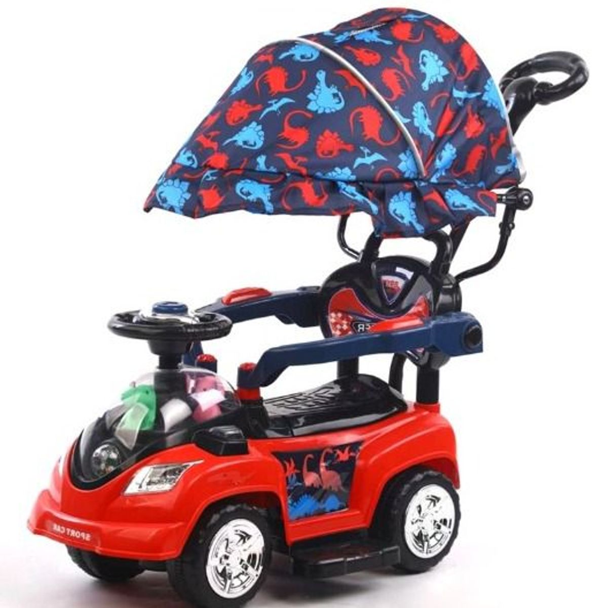 GENERICO - Carritos con Sombrilla para Niños Dinos Rojo