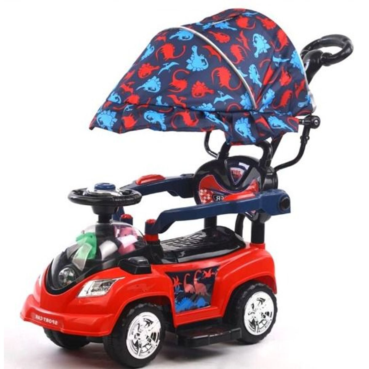 GENERICO - Carritos con Sombrilla para Niños Dinos Rojo