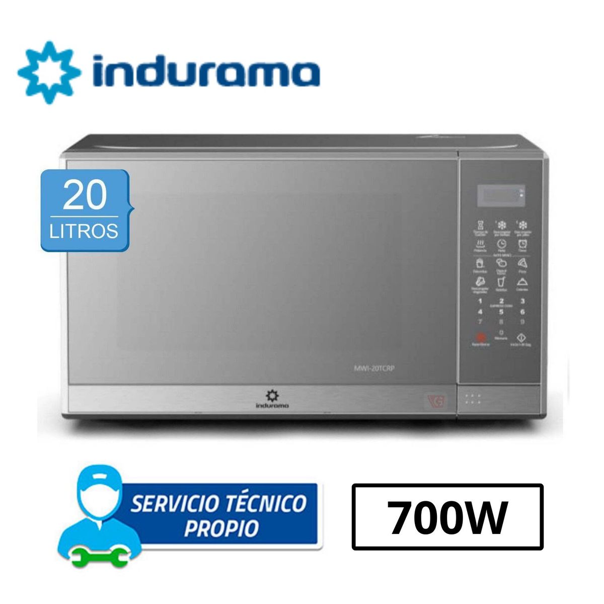 INDURAMA - Horno Microondas Indurama 20L 700W MWI-20TCRP Croma