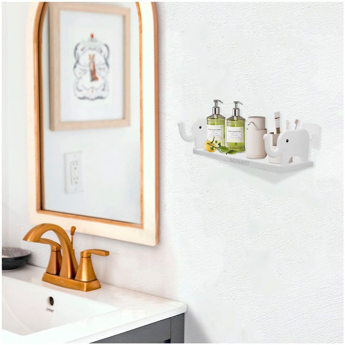 MINARI - Estante Repisa Organizador de Baño Ducha y Tocador Elefante BL 491F