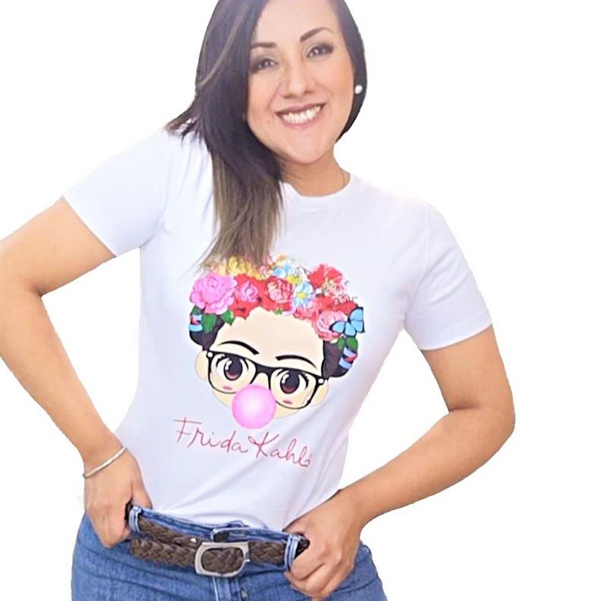 GENERICO - Polo Mujer Manga Corta Frida Kahlo - Nathalie Love It - Blanco