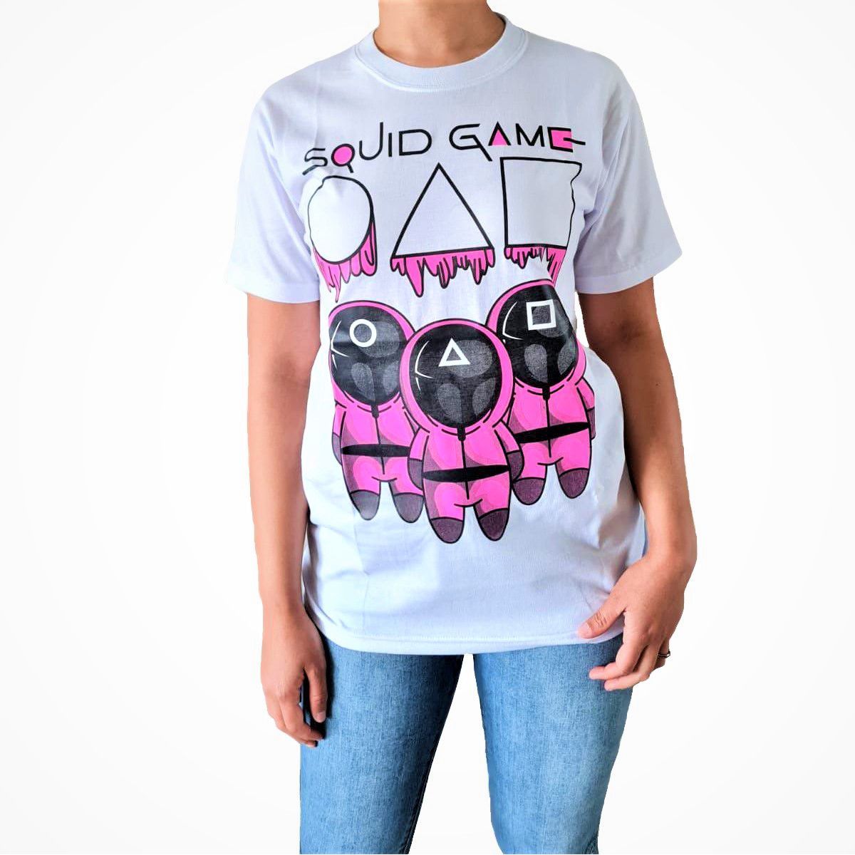 GENERICO - Polo Mujer Manga Corta Squid Game - Juego del Calamar - Nathalie Love It - Blanco