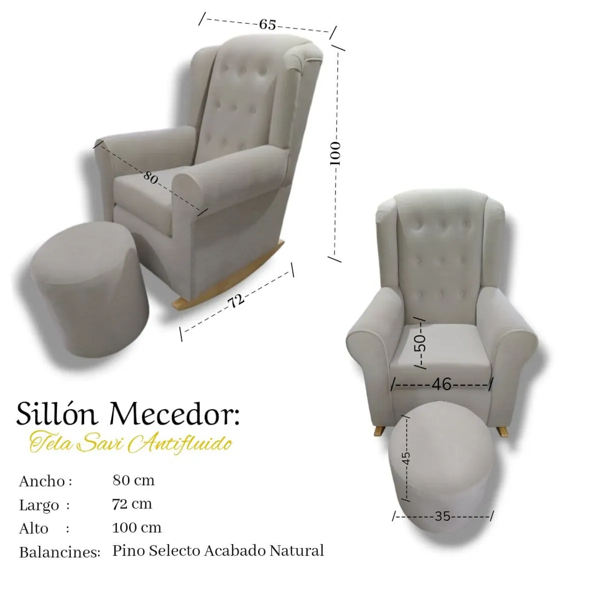 NO LOGO - Sillon Mecedor de Lactancia Antifluido Beige