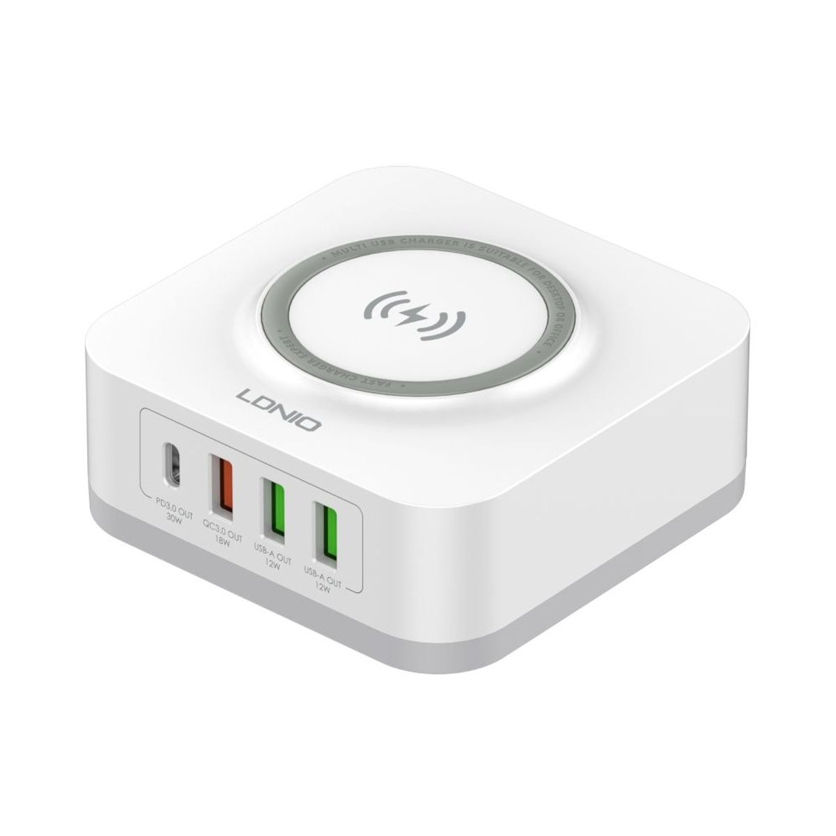 LDNIO - Cargador de 32W Carga Rápida AW004 Inalámbrica - 4 USB