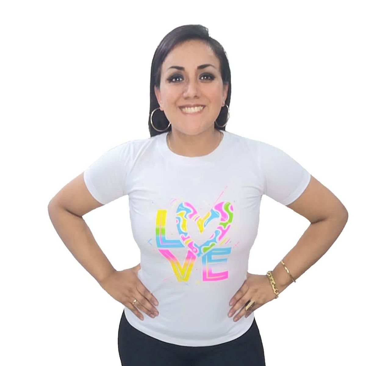 GENERICO - Polo Mujer diseño LOVE - Blanco