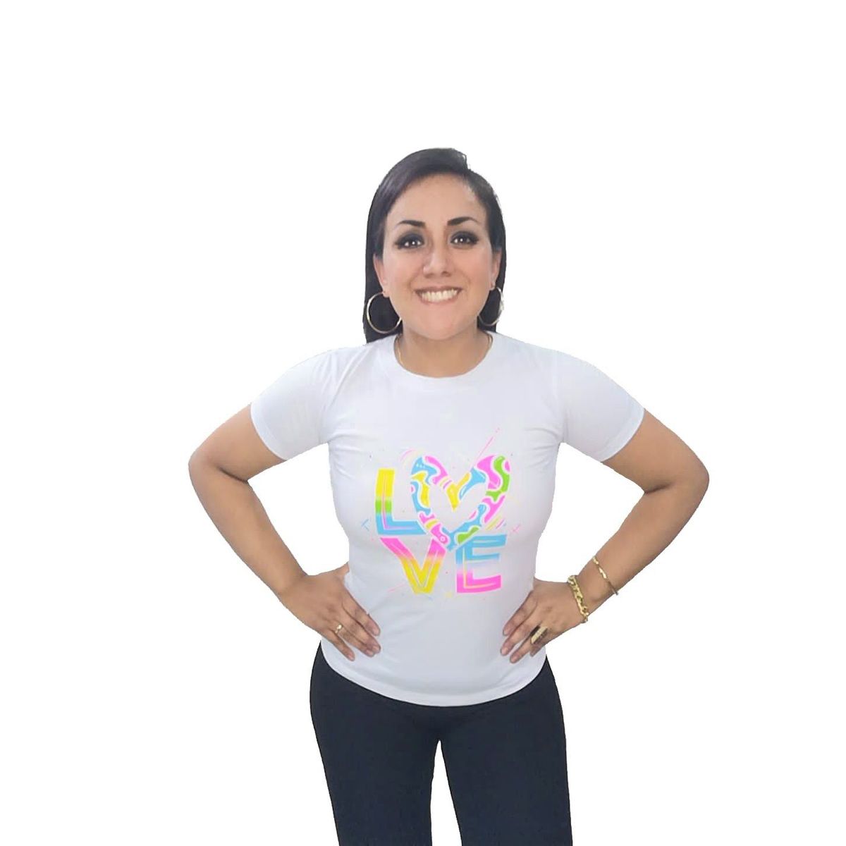 GENERICO - Polo Mujer diseño LOVE - Blanco