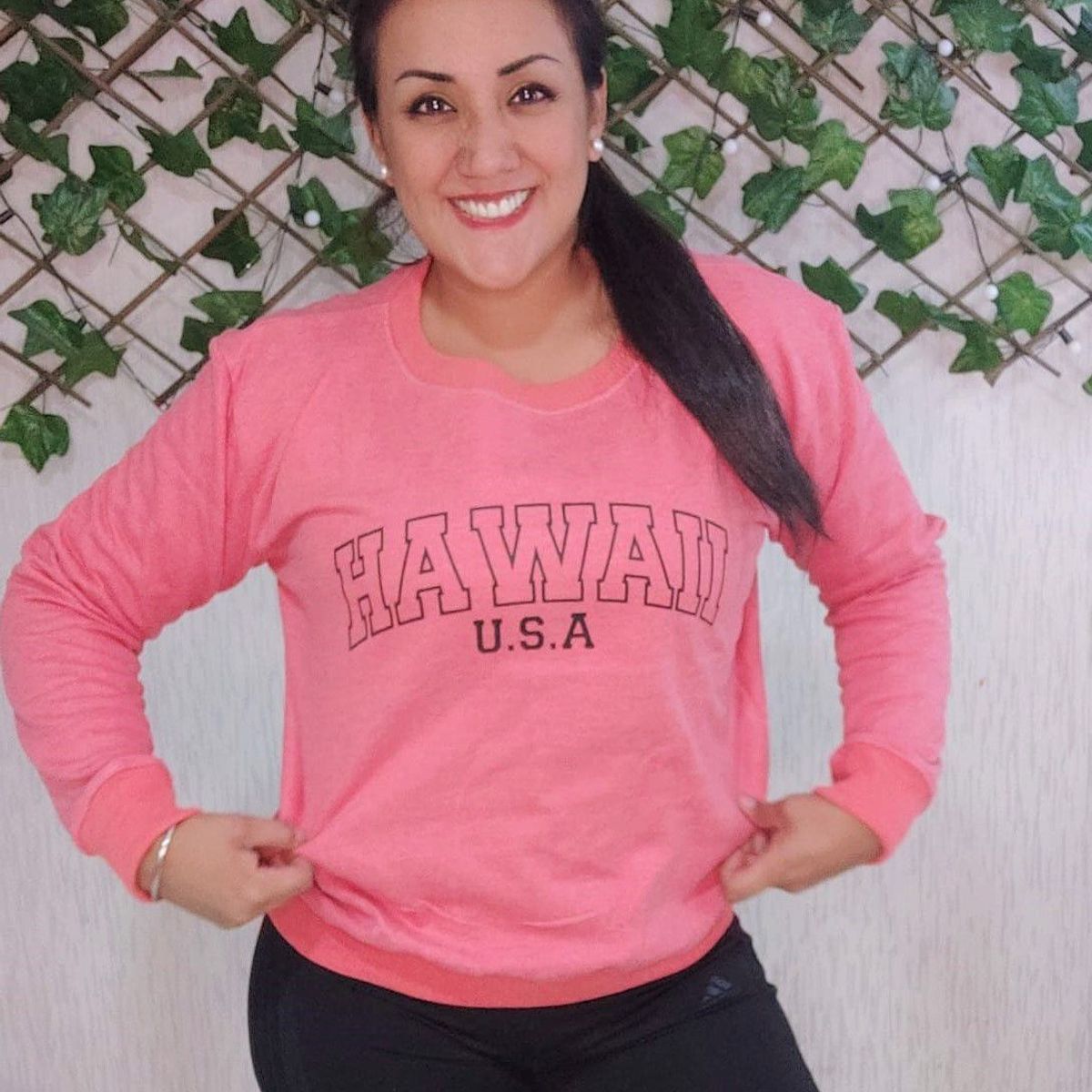 GENERICO - Polera Mujer Diseño Hawaii - Rosa
