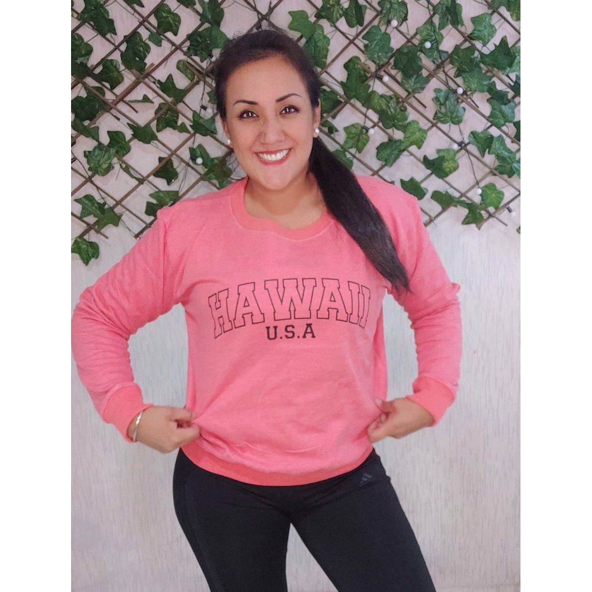 GENERICO - Polera Mujer Diseño Hawaii - Rosa