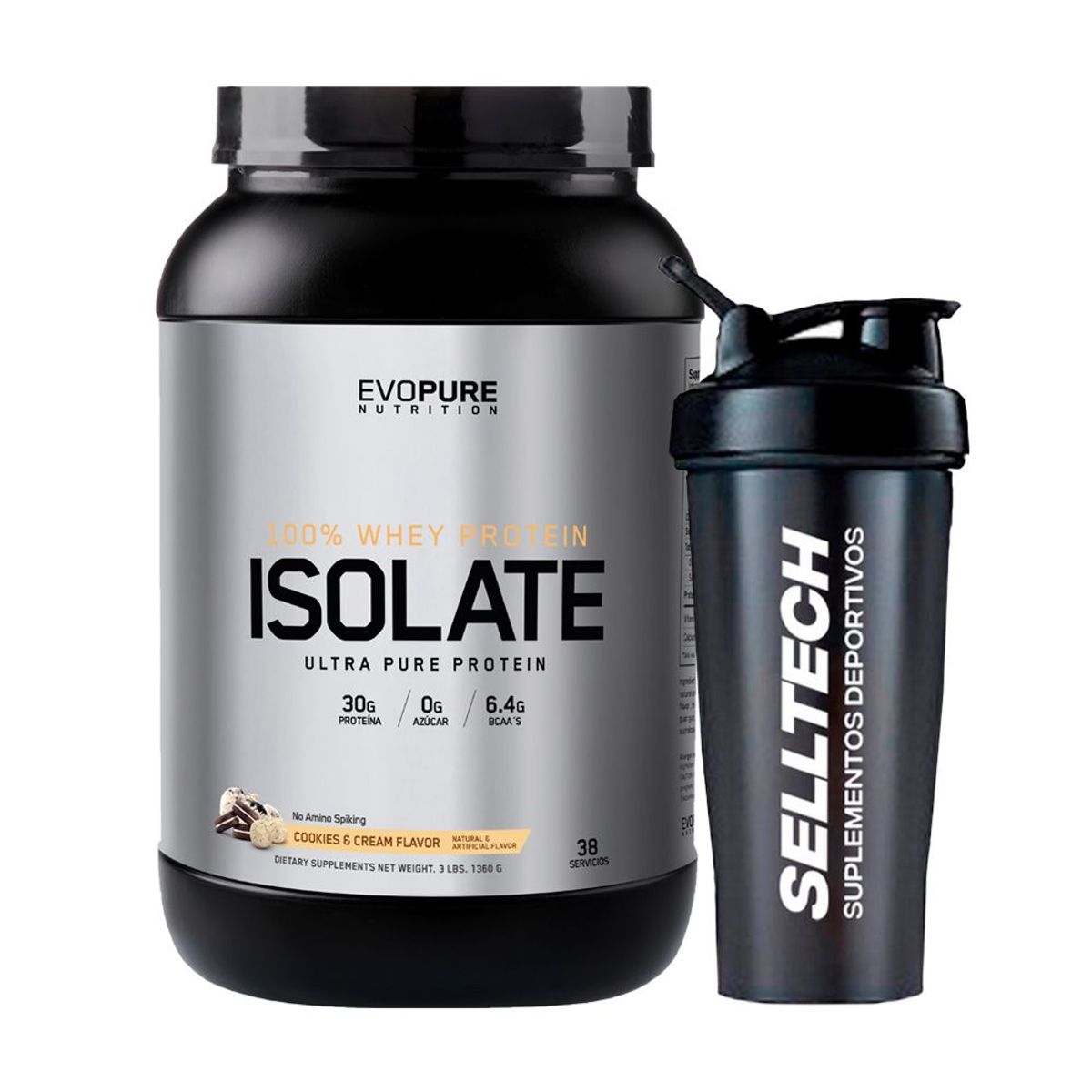 EVOPURE NUTRITION - Proteína Evopure Isolate 3lb Cookies Shaker