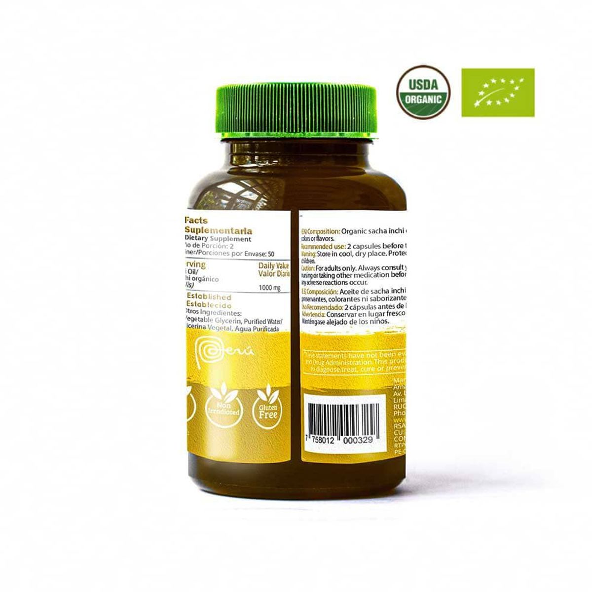 AMAZON ANDES - Omega Sacha Inchi Orgánico 100 Cápsulas x 500mg - Amazon Andes