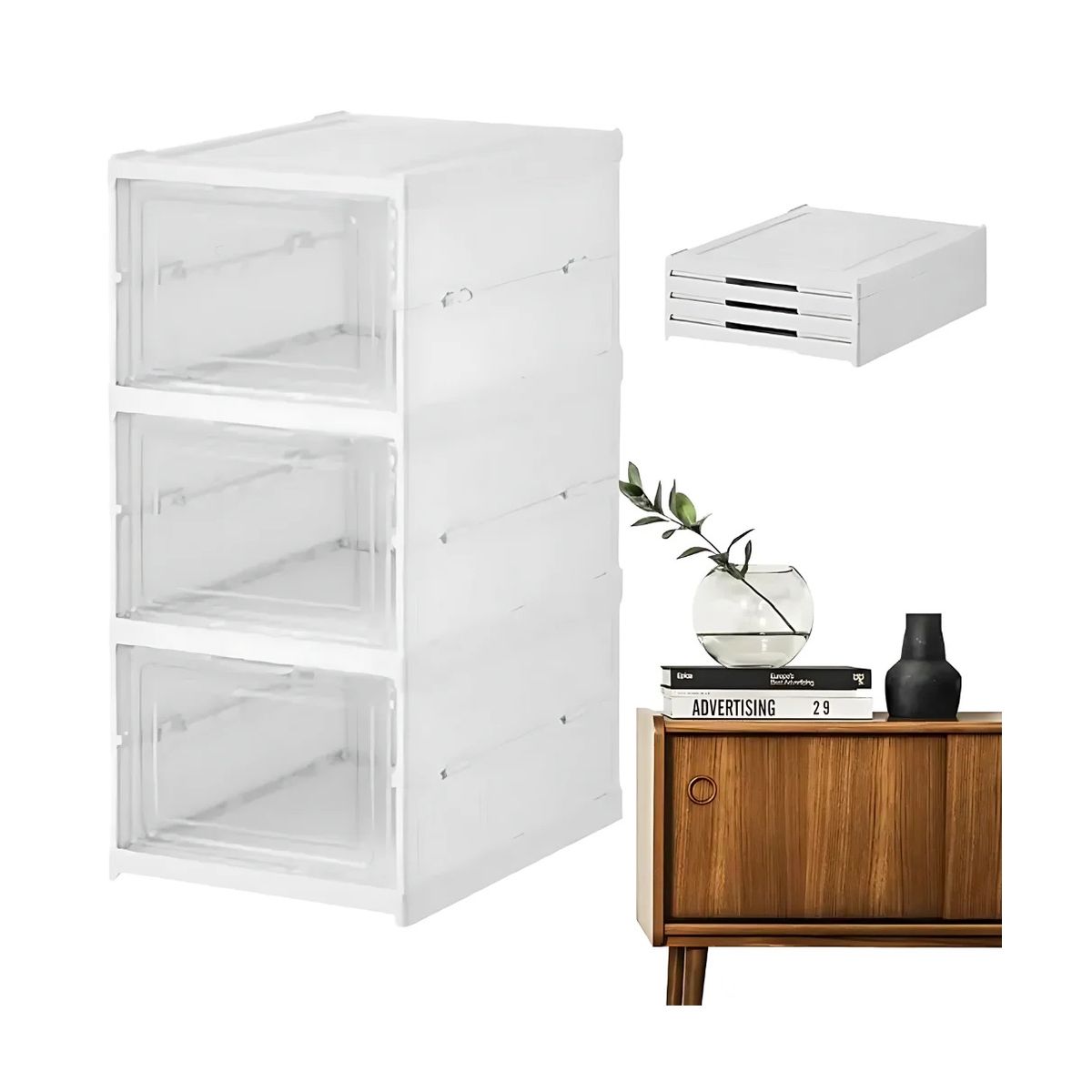 GENERICO - Zapatera De Tres Niveles Caja De Almacenamiento Para Zapat