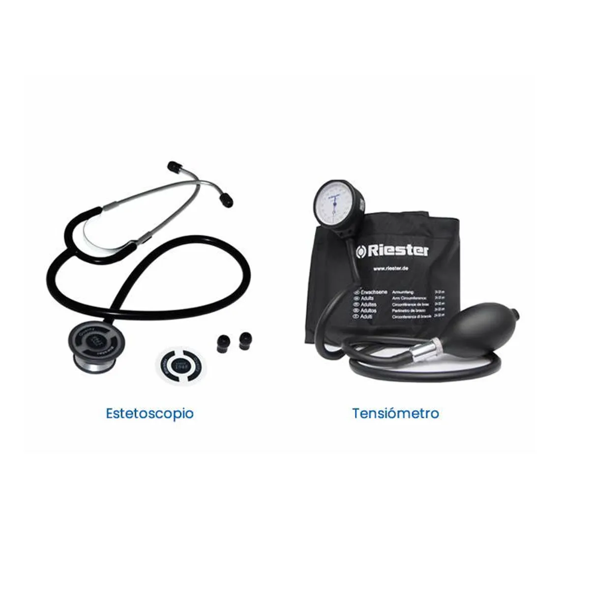 RIESTER - TENSIOMETRO MANUAL Y ESTETOSCOPIO - RIESTER NEGRO