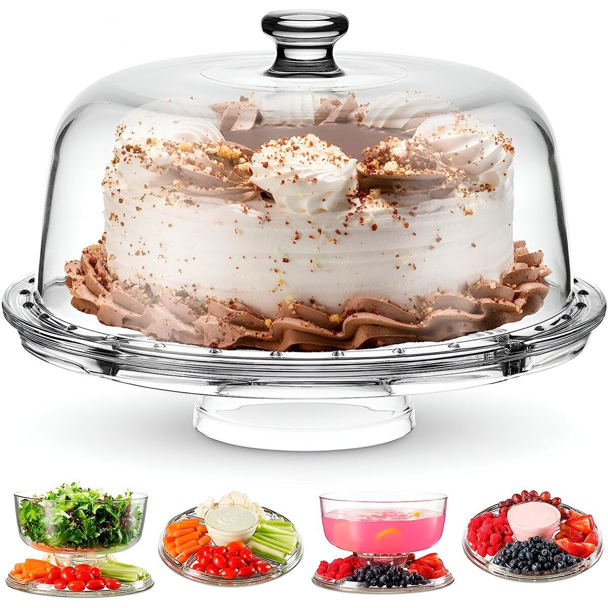 ELMEJORPRECIO - Porta Torta Multiuso Acrílico Fuente De Snacks O Centro De Mesa