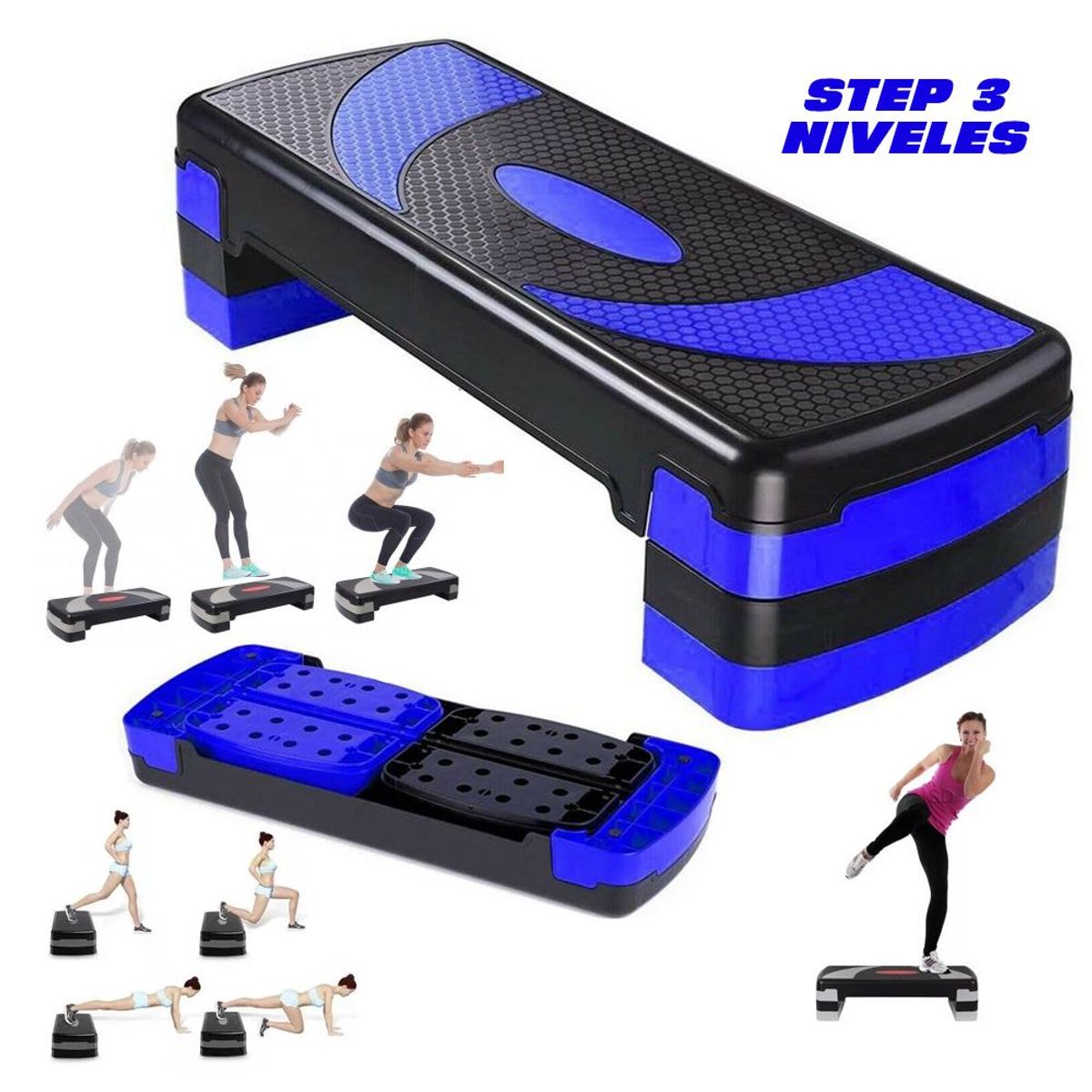 GENERICO - Step aeróbicos 3 niveles antideslizantes