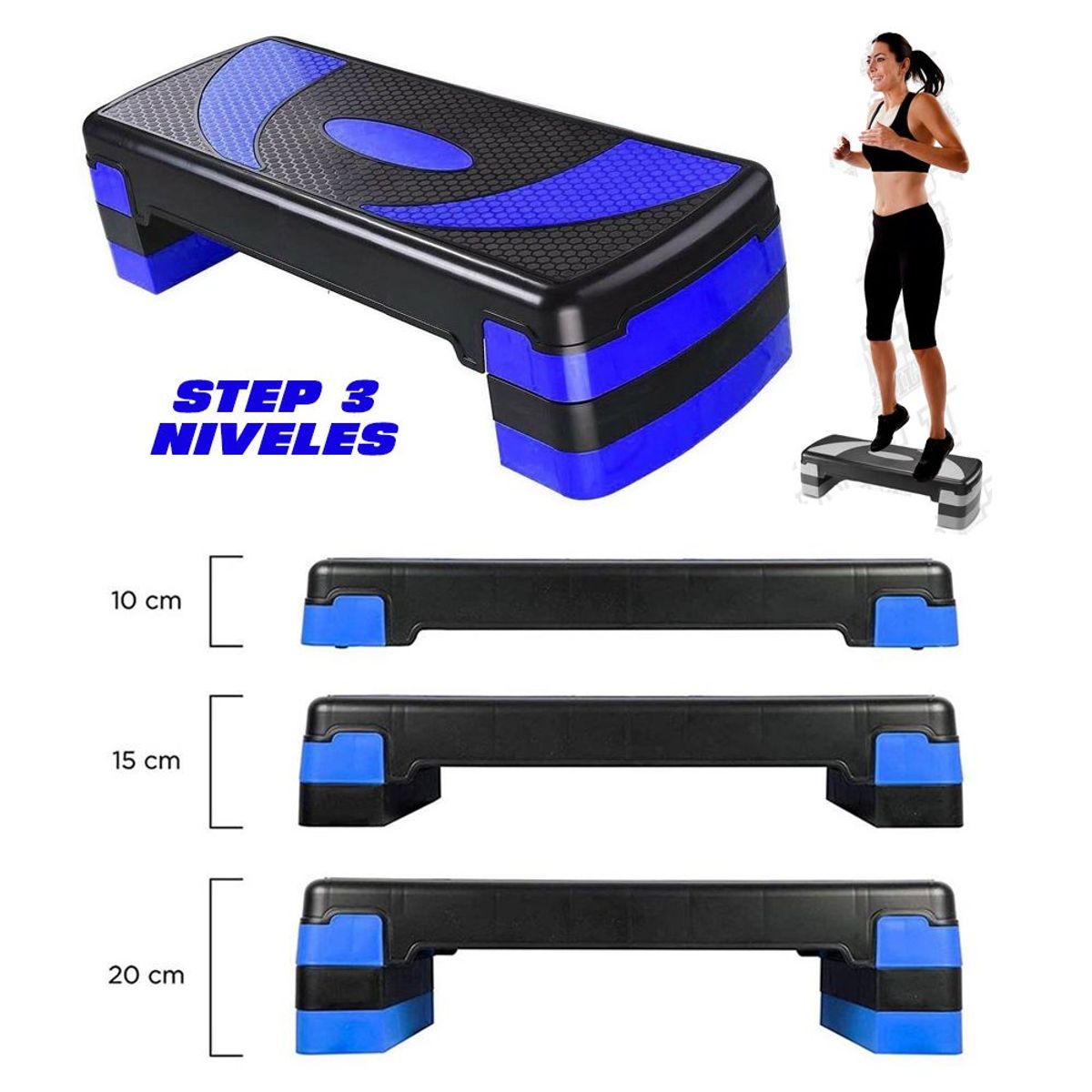 GENERICO - Step aeróbicos 3 niveles antideslizantes