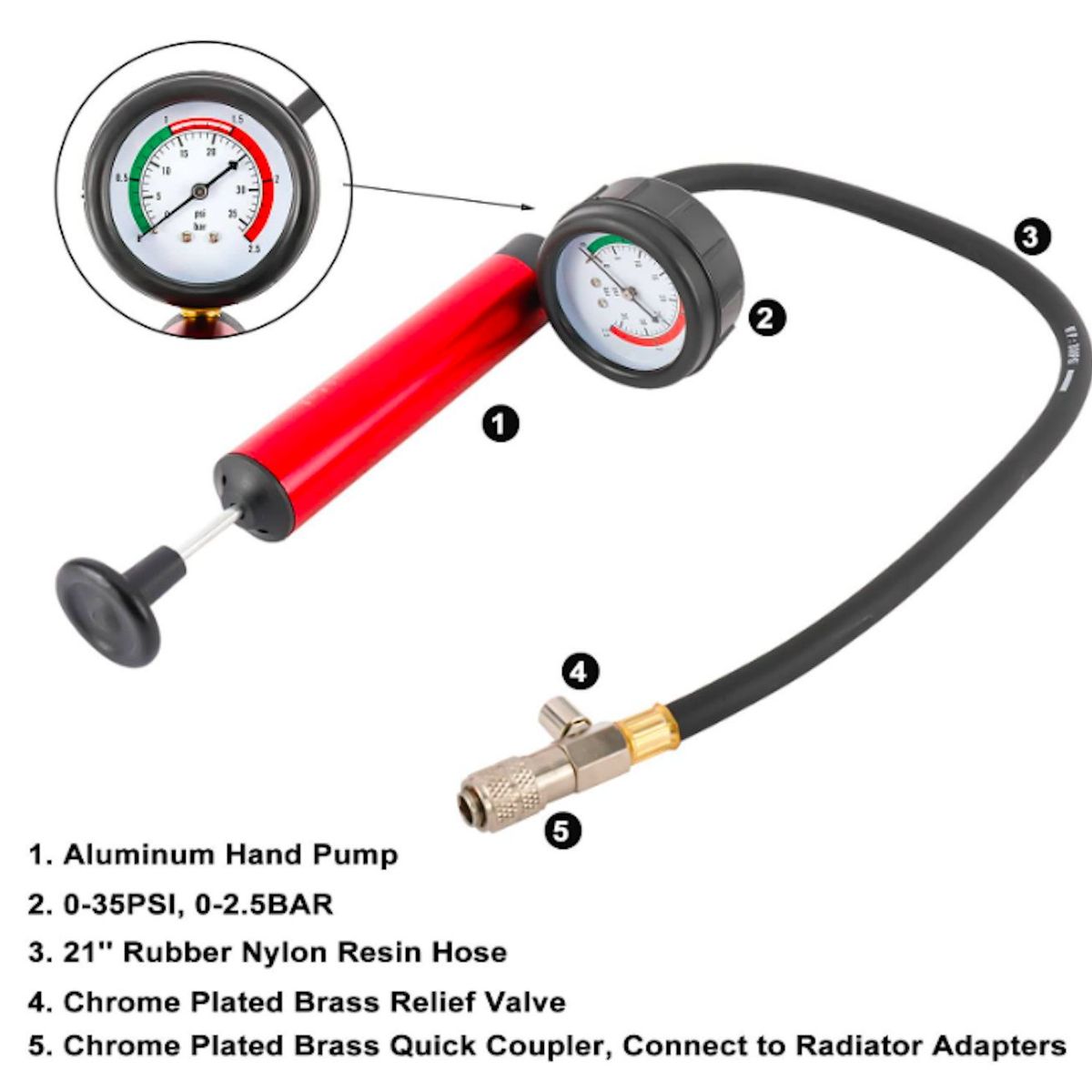 GENERICO - KIT PROBADOR PRESIÓN RADIADORES 14PCS WORKTOOLS