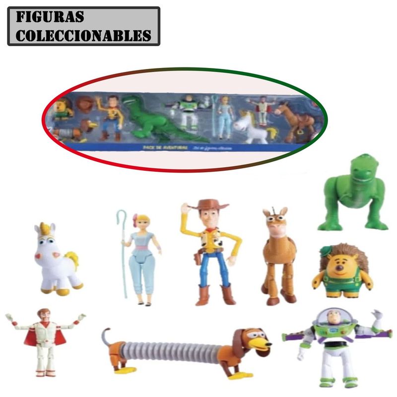 DISNEY PIXAR - Muñecos de Jebe Toy Story Articulados Set de 9 Modelo 1