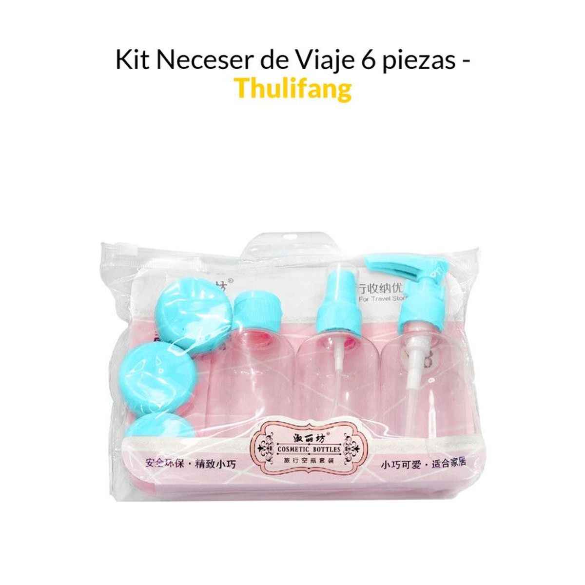 GENERICO - Kit Neceser Cremero de Viaje 6 piezas Turquesa