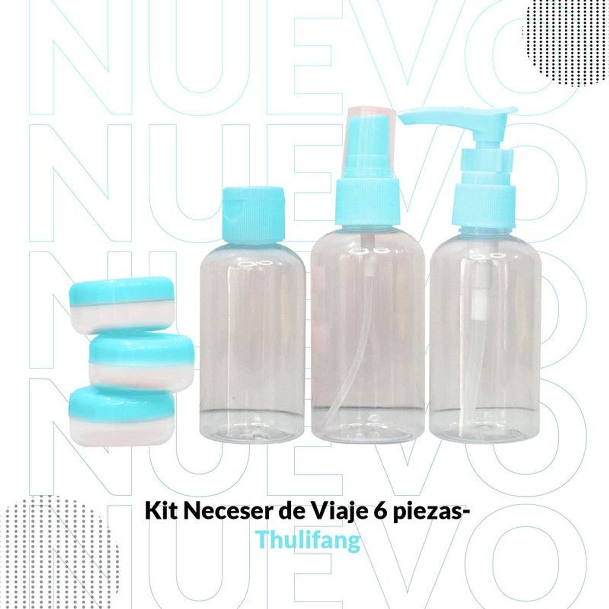 GENERICO - Kit Neceser Cremero de Viaje 6 piezas Turquesa
