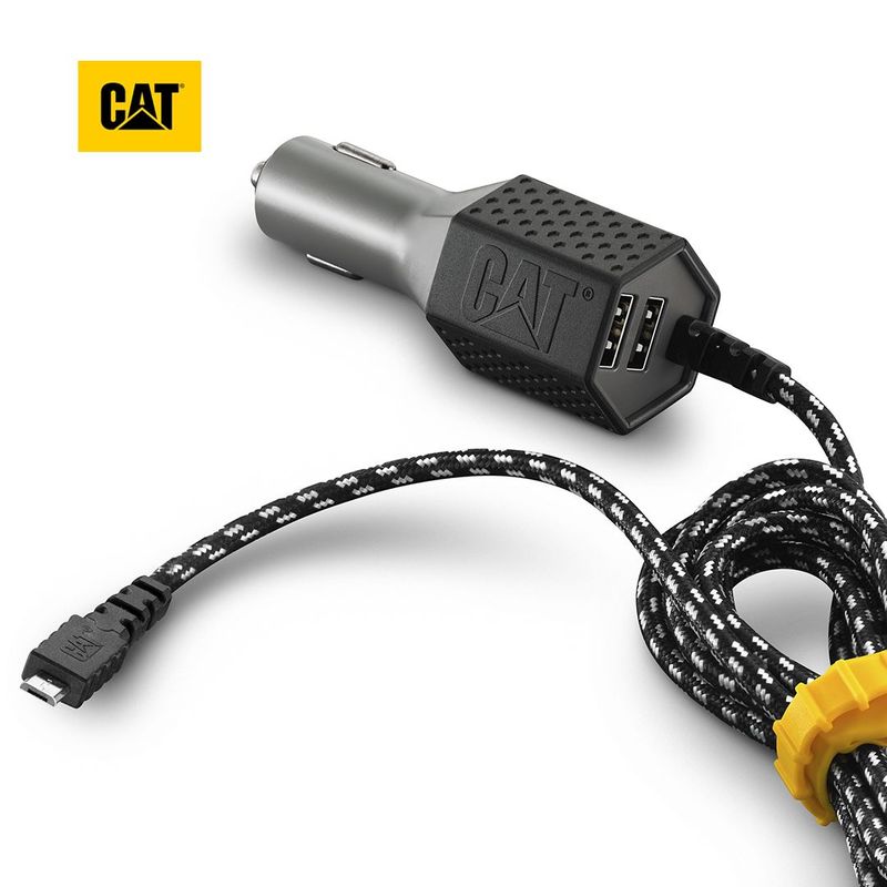 CAT - Cargador de Auto CAT Resistente con Cable USB-Micro USB 4.8A 2 Puerto